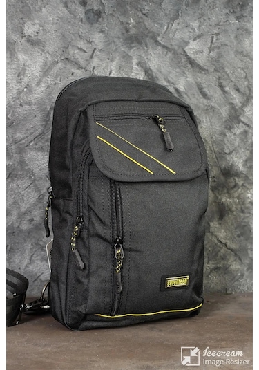 Çapraz Sırt Omuz Göğüs Su Geçirmez Askılı Unisex Siyah Çanta Siyah