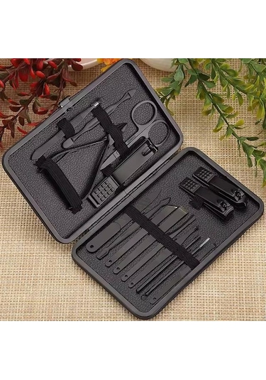 Siyah Paslanmaz Çelik 18in1 Profesyonel Manikür Tırnak Bakım Seti Diğer