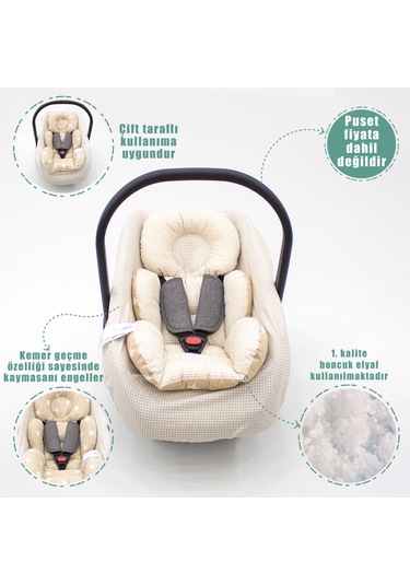 Ortopedik Puset Minderi, Örtü Ve Çarşaf, Ekose Kahverengi