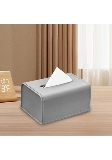 Tongxida Bosphorusboutique Kağıt Gri Deri Tutucu Pazly-pu Mendil Kutusu, - Mt Gri Gri
