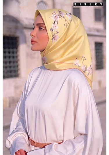 Sisley İpek Saten Eşarp-asm2036 Tereyağı