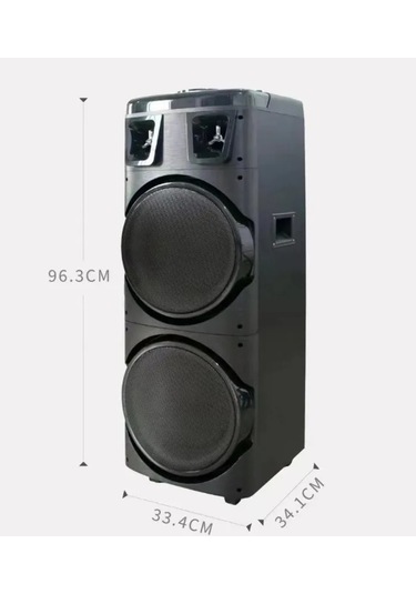 Büyük Boy Kablosuz Hoparlör 200w Çift Kablosuz Mikrofonlu Karaoke Bluetooth Speaker Şarjlı Partybox