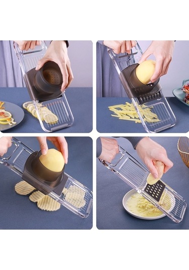 Primepickings Çok Fonksiyonlu Slicker Mutfak Aleti Patates Dilim Rendesi, Gri Üç Bıçaklı, Ev Yemekleri İçin Kullanılır Diğer