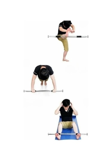 Çift Süngerli Ayarlanabilir Barfiks Demiri 60 - 100 CM Gri