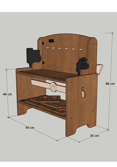 Mandu Ahşap Çocuk Marangoz Tezgâhı Ahşap Rengi