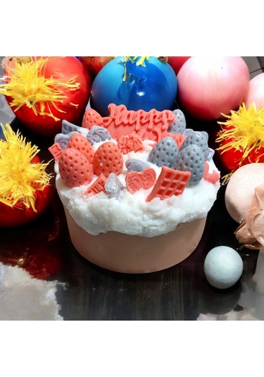 "sevimli Doğum Günü Pastası Şeklinde Soya Mumu - Dekoratif Mum