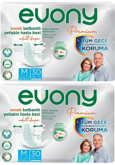 Evony Premium Belbantlı Orta Medium M Hasta Bezi 60 Adet