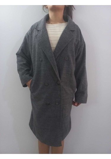 Kadın Antrasit Kaban Gri