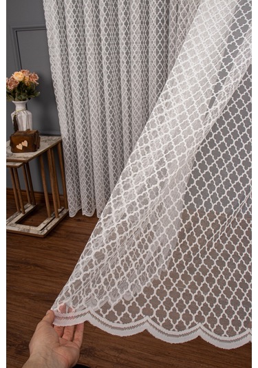 Geometrik Desen Örme Tül Perde 1133