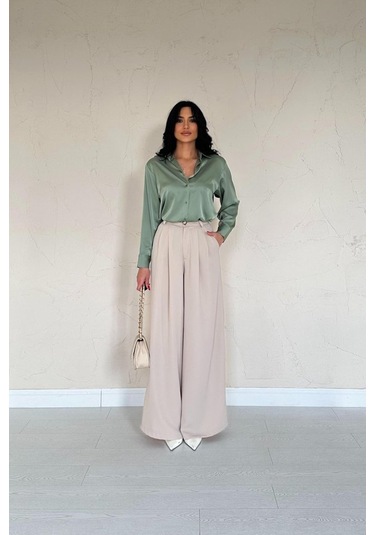 Mint Saten Gömlek Karışık Çok Renkli