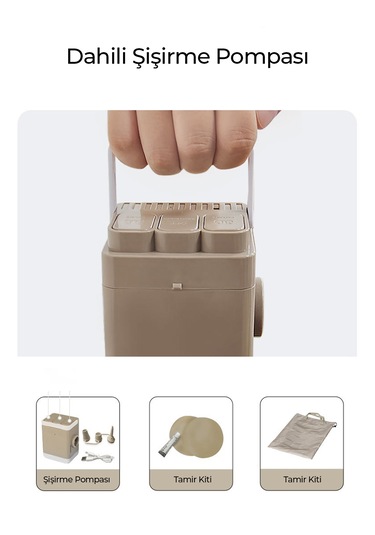 Kendi Kendine Şişen Otomatik Tek Kişilik Şişme Koltuk Bej