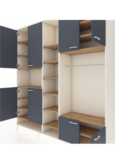 Hyperion Dolap 18 Raflı 8 Kapaklı Tek Askılı 220x44x243 Aytaşı-antrasit/çam Antrasıt/atlas Çam