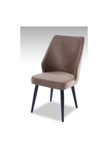 Puffy Sandalye-babyface Kapuçino-metal Siyah Ayak 4 Adet - Salon Sandalyesi / Mutfak Sandalyesi Kapuçino