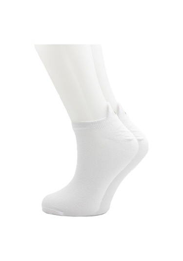 Kadın Beyaz Renkli Nakışlı Pamuklu Patik Çorap 4'lü Paket Beyaz