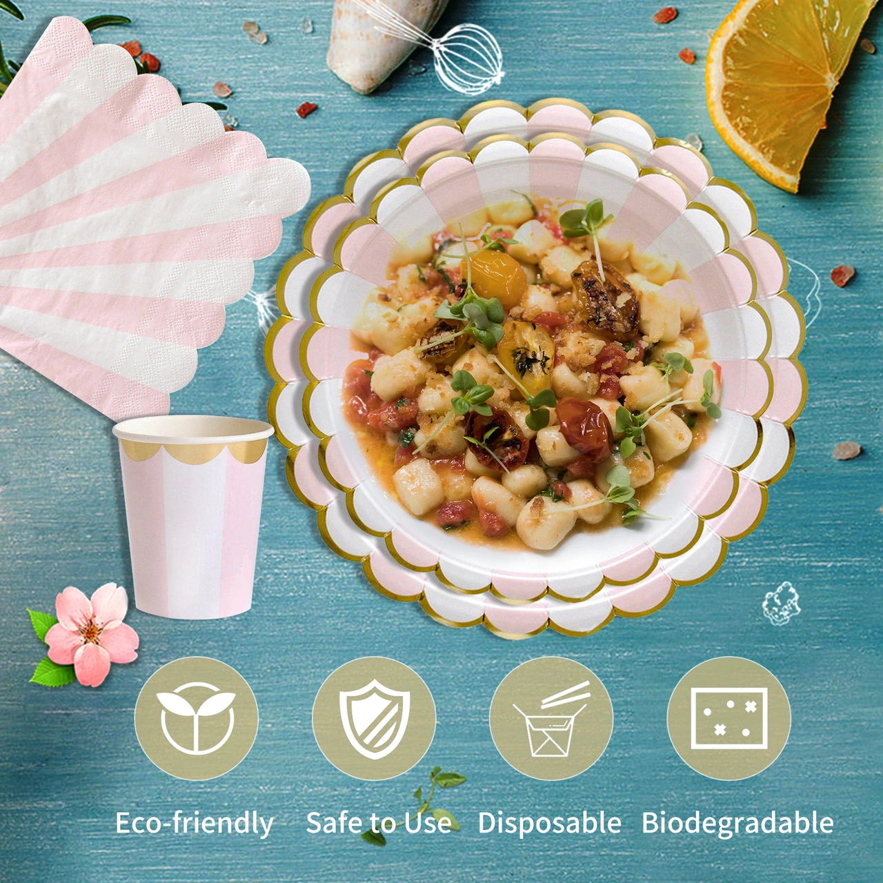 Hombey 20 Adet 33cm Pembe Kağıt Peçete - Gıda Grubu, Biyobozunur, Partiler Ve Piknikler İçin Diğer