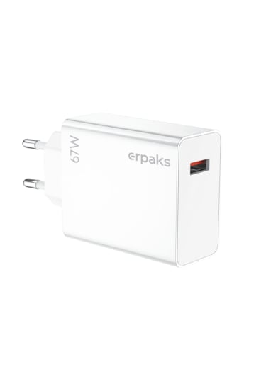Erpaks 67w Usb-a Hizli Sarj Adaptoru Ve Usb-a/type-c Kablo Beyaz