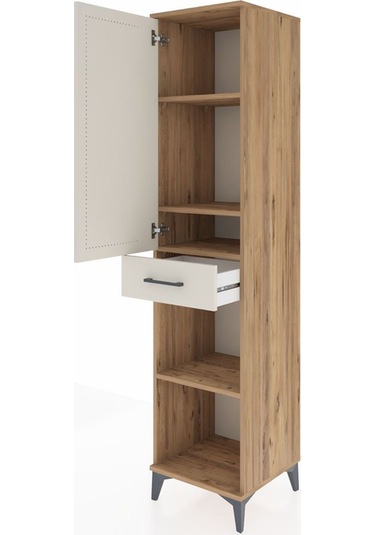 Hyperion Dolap 4 Raflı Tek Çekmeceli Tek Kapaklı 44x44x195 Ça... Çam