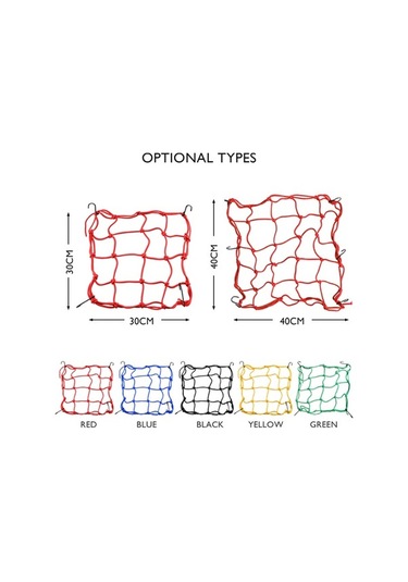 Pazly Motosiklet Çanta Ağı - 6 Kancalı Esnek Bagaj Filesi Siyah/kırmızı/mavi/yeşil/sarı