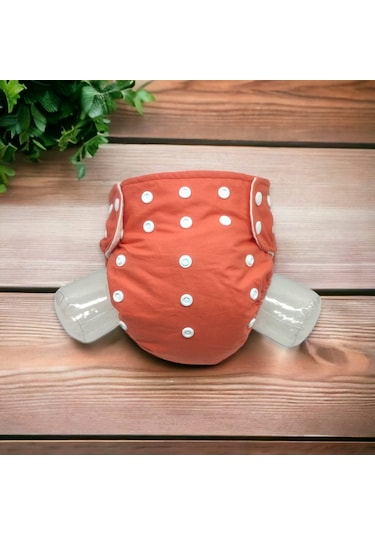 Bezhane 3'lü Çıt Çıtlı Yıkanabilir Bebek Bezi Kiremit Rengi 3'lü