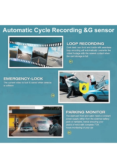 Symbee 3 Kameralı Araç Kayıt Cihazı: Ön, Arka Ve İç Görüntüleme İle Gece Görüşü Ve Güvenli Sürüş