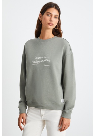 Ethıquet RONJA Kadın Açık Yeşil Sweatshirt
