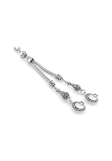 Ayyıldız Temalı Gümüş Renk 2Li Kamçı Kararmaz Metal Püskül