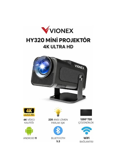 Hy320 Mini 4k Android Taşınabilir Akıllı Projeksiyon Cihazı