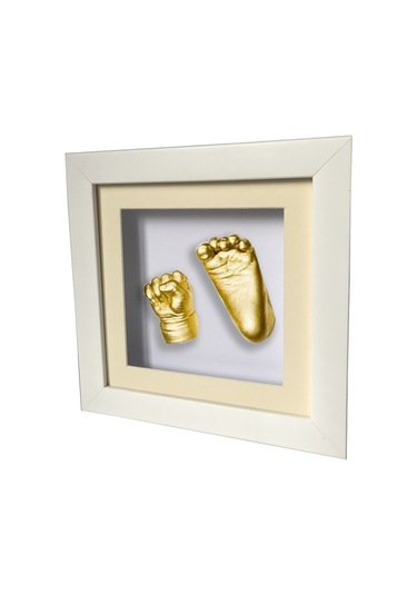 Küçük İzler Beyaz Çerçeveli Bebek El Ve Ayak İzi Heykeli Set