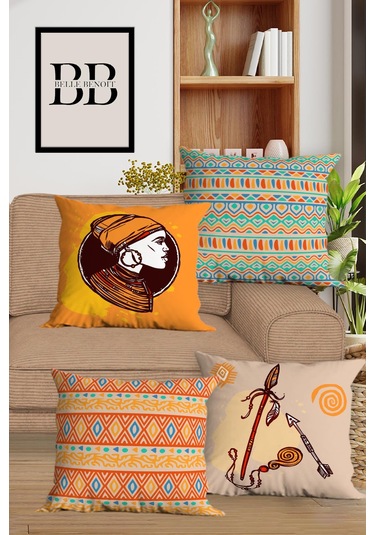 Belle Benoit Baskılı Runner & Koltuk Kırlent Kılıfı Set Desen47