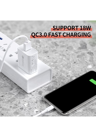 Konesam 18w Qc3.0 Hızlı Şarj Cihazı, Usb-a Arayüzlü Taşınabilir Şarj Aleti, Apple/android Uyumlu, Beyaz, Abd Standardı