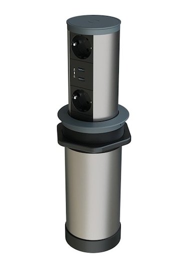 Metalline® Tower-line Bas-Aç Masaüstü Priz Kutusu Usb - Antrasit