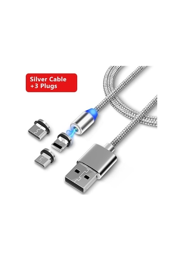 Micro Usb Type C 4910P Mıknatıslı Data Şarj Kablo