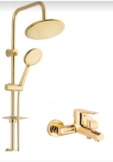 Eshome Gold Altın Renk Kaplama Robot Duş Seti Ve Banyo Bataryası 2 Li Set