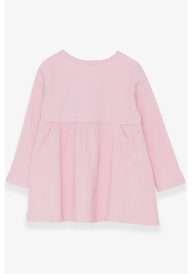 Breeze Kız Çocuk Uzun Kollu Elbise Tilkicik Nakışlı 1.5-5 Yaş, Pudra