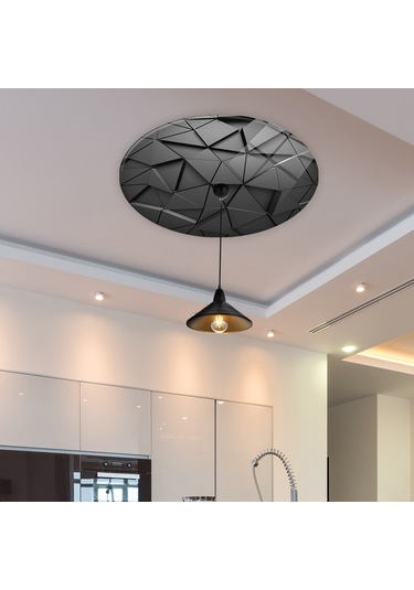 Cam Avize Göbeği | Antrasit Kristal | Çap50Cm Antrasit