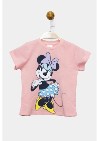 Supermino Minnie Mouse Lisanslı Kız Çocuk Tshirt 21352 Pembe