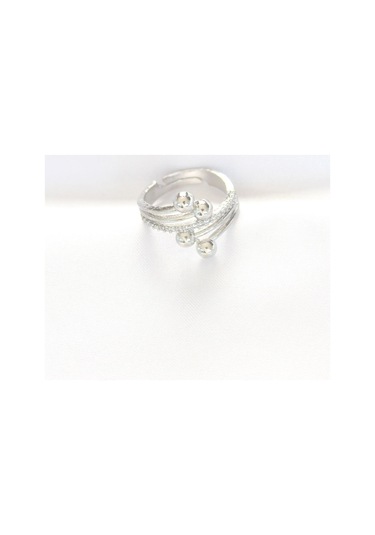 Topçuk Model Zirkon Taşlı Ayarlanabilir Yüzük Silver Renk Çok Renkli