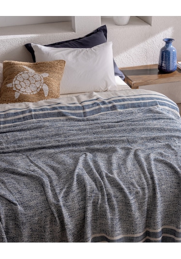 Madame Coco Castillones Çift Kişilik Pamuklu Yatak Örtüsü - Lacivert/ekru 8684427228791 Çok Renkli