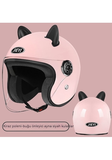 Yy Erkekler Ve Kadınlar İçin Her Mevsime Uygun Düşme Önleyici Emniyet Kaskı Kahverengi Lens-sk5882-mat Pembe-siyah Kedi Kulakları