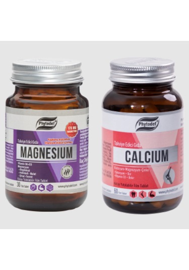 Phytodef Kalsiyum Magnezyum Çinko 60 Tablet + Phytodef Magnezyum B6 D3 30 Tablet
