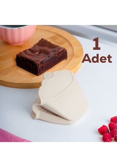 Porsima 3260 Silikon Fırın Eldiven -yanmaz Tepsi Tutacak Krem