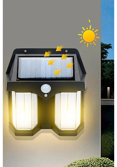 Dış Mekan İçin Güneş Enerjili Duvar Lambası Su Geçirmez Hereket Sensörlü