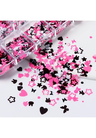 Pembe Beyaz Tırnak Süsleme Folyo Pulları Karışık Dizayn Kelebek Kalp Tavşan Nail Art