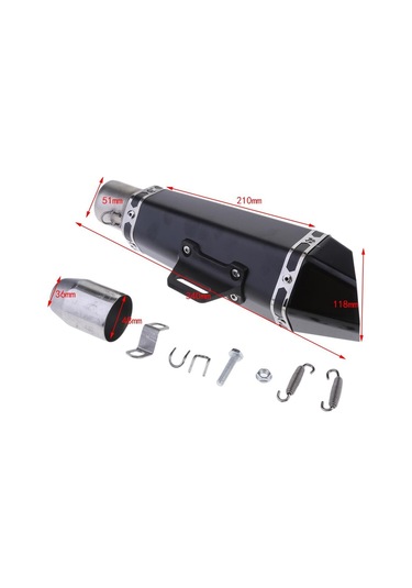Suntek Motosiklet Egzoz Susturucu Borusu Siyah 36-51 MM