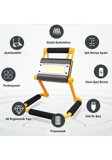 1300 Lümen Güçlü Aydınlatma Watton    Wt-328 Turuncu