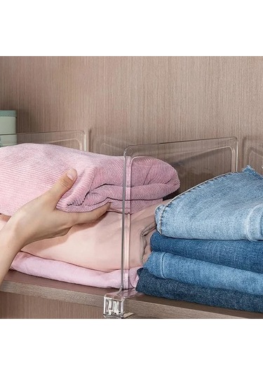 8/6/4/2 Adet Şeffaf Dolap Rafları Dolap Düzenleyici Kumaş Bölücü Beyaz