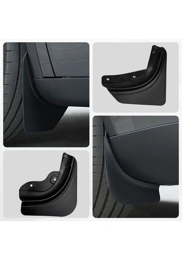 Elmpaly 2025 Tesla Model Y 4 Parça Tam Set Siyah Ağır Hizmet Çamurluk Koruyucu Kolay Montaj