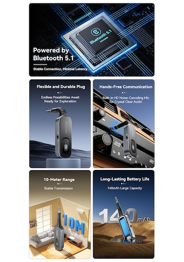 Bt10 Bluetooth 5.1 Çevirici Adaptör Ce/fc/rohs Lisanslı Araba Müz