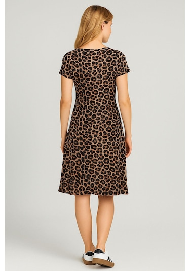 2 Adet Dökümlü Rahat Kalıp Günlük Penye Kumaş Elbise Haki