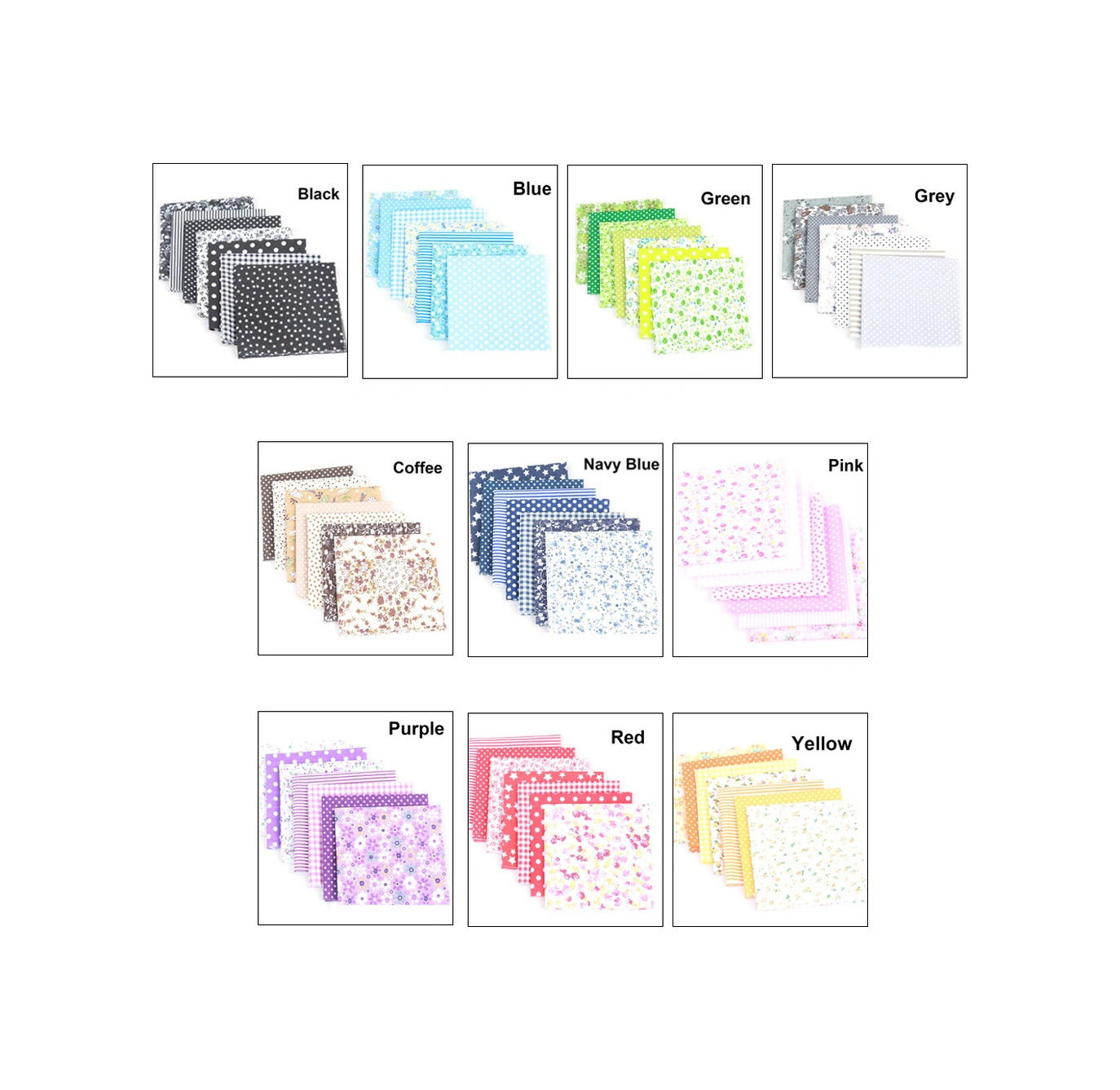 Youtek 7 Parça Kumaş Seti - Tam Pamuk Desenli Kumaş, 50x50 Cm Lacivert, Dıy El İşleri İçin Çanta, Yastık Kılıfı, Masa Örtüsü Lacivert